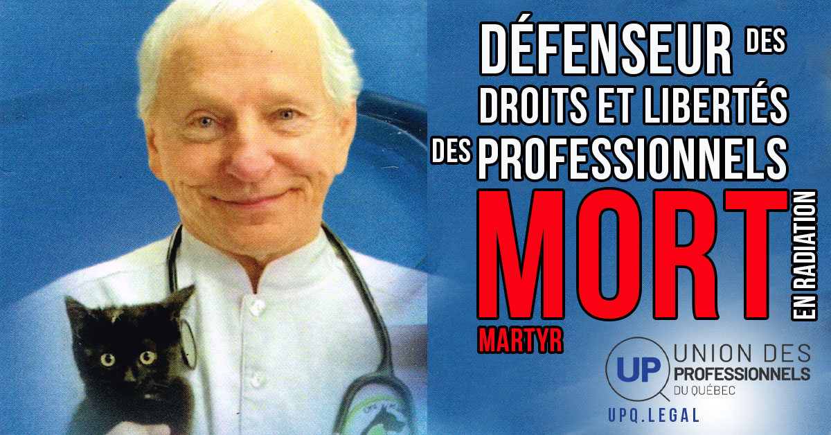 Vétérinaire, propriétaire de deux cliniques, il a refusé de se soumettre à un examen de son Ordre, il a été radié et en écrivant un lettre de protestation il est mort